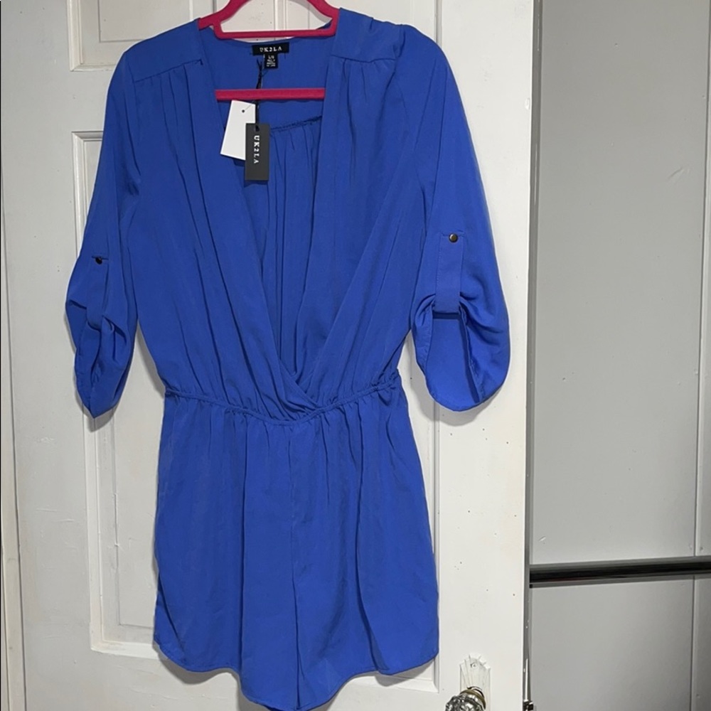 UK2LA royal blue plunge romper